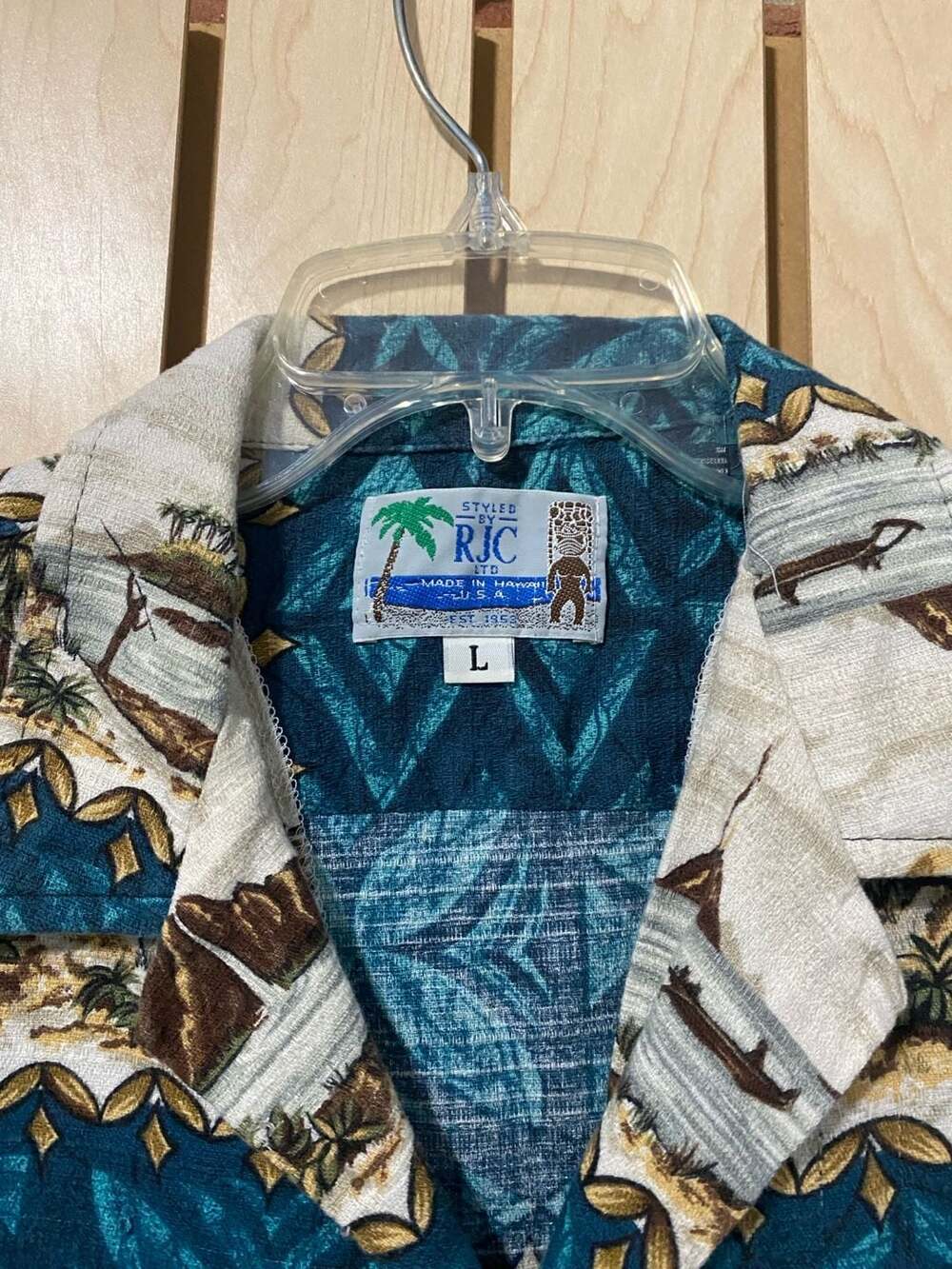 Vintage RJC Hawaiian Shirt Men's Large Blue Island Tropical